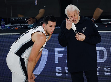 Spurs' Gregg Popovich during NBA game against the Jazz.