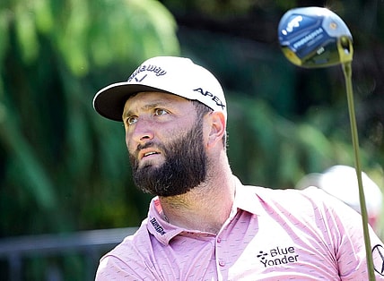 June 4, 2023: Dublin, Ohio, USA; Jon Rahm watches his tee shot on the 17th hole during the final round of the Memorial Tournament at Muirfield Village Golf Club.