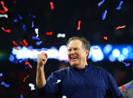 Feb 5, 2017; Houston, TX, USA; New England Patriots head coach Bill Belichick celebrates after defeating the Atlanta Falcons during Super Bowl LI at NRG Stadium. Mandatory Credit: Mark J. Rebilas-USA TODAY Sports