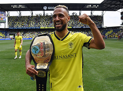 Apr 29, 2023; Nashville, Tennessee, USA; Nashville SC midfielder Hany Mukhtar (10) celebrates after a win against the Atlanta United at Geodis Park. Mandatory Credit: Christopher Hanewinckel-USA TODAY Sports