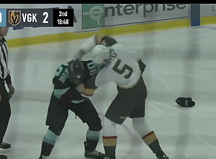 Vegas Golden Knights Daniil Chayka fight. Nathan Villeneuve.