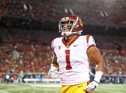 Sep 29, 2018; Tucson, AZ, USA; Southern California Trojans linebacker Palaie Gaoteote IV (1) against the Arizona Wildcats at Arizona Stadium. Mandatory Credit: Mark J. Rebilas-USA TODAY Sports