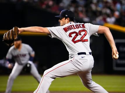 Boston Red Sox starting pitcher Garrett Whitlock (22) throws to the Arizona Diamondbacks in the first inning at Chase Field in Phoenix on May 27, 2023.