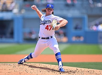 May 17, 2022; Los Angeles, California, USA;  Los Angeles Dodgers starting pitcher Ryan Pepiot (47) throws in the third inning against the Arizona Diamondbacks at Dodger Stadium. Mandatory Credit: Jayne Kamin-Oncea-USA TODAY Sports
