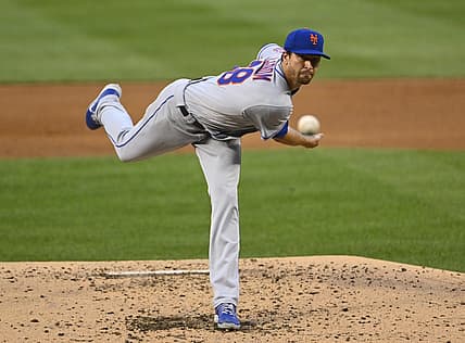 Aug 2, 2022; Washington, District of Columbia, USA; New York Mets starting pitcher Jacob DeGrom (48) throws to the Washington Nationals during the third inning at Nationals Park. Mandatory Credit: Brad Mills-USA TODAY Sports