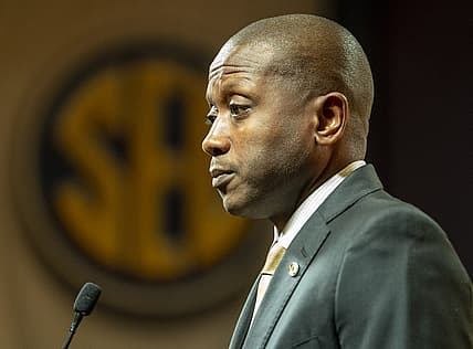 Oct 19, 2022; Birmingham, Alabama, US; Missouri Tigers head coach Dennis Gates during the SEC Basketball Media Days at Grand Bohemian Hotel. Mandatory Credit: Marvin Gentry-USA TODAY Sports