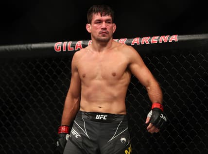 Jun 12, 2021; Glendale, Arizona, USA; Demian Maia reacts during UFC 263 at Gila River Arena. Mandatory Credit: Mark J. Rebilas-USA TODAY Sports
