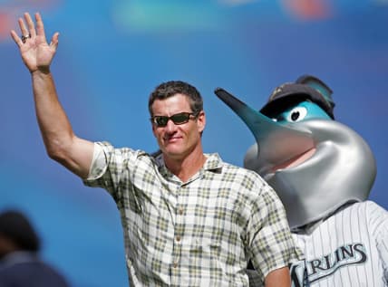 Jeff Conine being honored before the Marlins 2008 season opener.