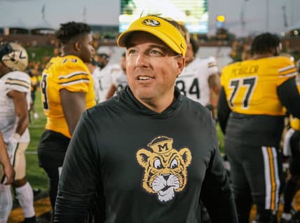 Oct 22, 2022; Columbia, Missouri, USA; Missouri Tigers head coach Eli Drinkwitz leaves the field after a game against the Vanderbilt Commodores at Faurot Field at Memorial Stadium. Mandatory Credit: Denny Medley-USA TODAY Sports