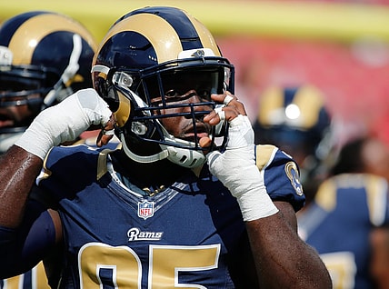 Caption: Sep 25, 2016; Tampa, FL, USA; Los Angeles Rams defensive end William Hayes (95) works out prior to the game at Raymond James Stadium. Mandatory Credit: Kim Klement-USA TODAY Sports