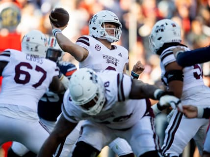 Mississippi State quarterback Will Rogers (2) passes against the Auburn Tigers during Saturday's game.

Syndication The Montgomery Advertiser