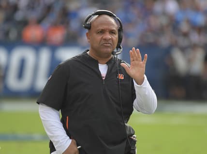 Dec 9, 2018; Carson, CA, USA; Cincinnati Bengals special assistant to the head coach Hue Jackson watches from the sidelines in the second quarter against the Los Angeles Chargers at StubHub Center. Mandatory Credit: Kirby Lee-USA TODAY Sports