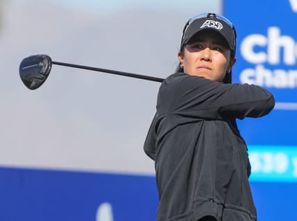 Danielle Kang tees off on the 9th hole during the second round of the Chevron Championship at Mission Hills Country Club in Rancho Mirage, Calif., April 1, 2022.

Chevron Championship Friday 17