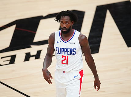 Jun 28, 2021; Phoenix, Arizona, USA; Los Angeles Clippers guard Patrick Beverley (21) against the Phoenix Suns in game five of the Western Conference Finals for the 2021 NBA Playoffs at Phoenix Suns Arena. Mandatory Credit: Mark J. Rebilas-USA TODAY Sports