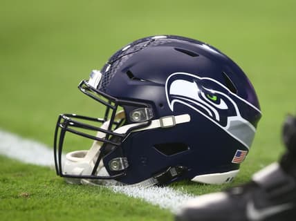 Seattle Seahawks helmet ion field during NFL season