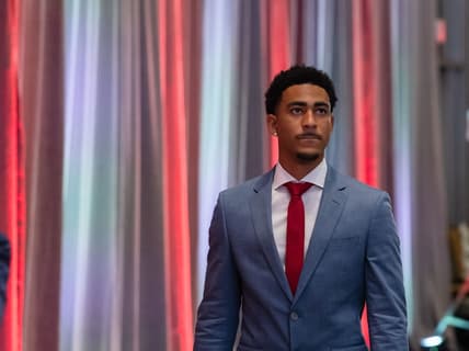 July 19, 2022; Atlanta,GA, USA; Alabama's Heisman Trophy winning quarterback Bryce Young comes to the primary media room during SEC Media Days at the College Football Hall of Fame in Atlanta Tuesday, July 19, 2022. Gary Cosby Jr.-The Tuscaloosa News

Alabama At Sec Media Days