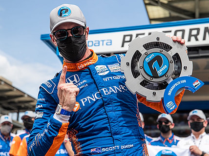 Scott Dixon (9) celebrates winning the pole for the 105th running of the Indianapolis 500 on May 22.

Syndication The Indianapolis Star