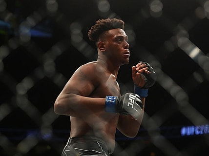 Jun 12, 2021; Glendale, Arizona, USA; Jamahal Hill during UFC 263 at Gila River Arena. Mandatory Credit: Mark J. Rebilas-USA TODAY Sports
