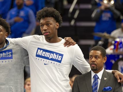 Memphis' James Wiseman during National Anthem