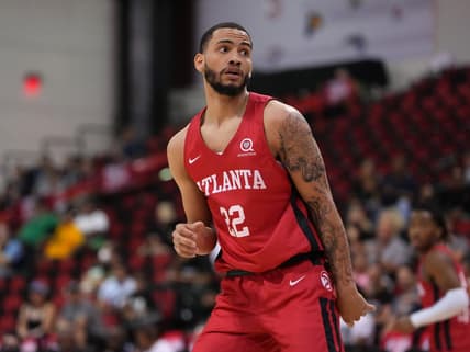 Jul 14, 2022; Las Vegas, NV, USA; Atlanta Hawks guard Tyrese Martin (22) is pictured during an NBA Summer League game against the San Antonio Spurs at Cox Pavilion. Mandatory Credit: Stephen R. Sylvanie-USA TODAY Sports