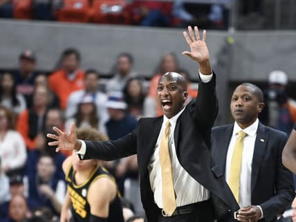 Feb 14, 2023; Auburn, Alabama, USA;  Missouri Tigers associate head coach Charlton Young reacts to a play during the first half of a game against the Auburn Tigers at Neville Arena. Mandatory Credit: Julie Bennett-USA TODAY Sports
