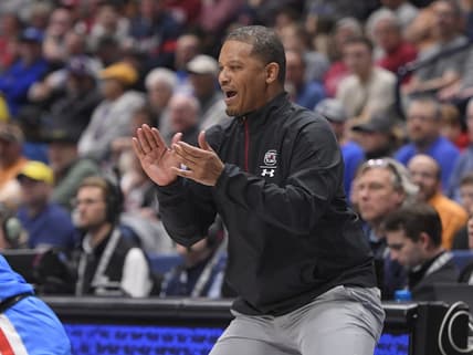 (File Photo) South Carolina Gamecocks Lamont Paris cheers his team on against the Mississippi Rebels during the first half at Bridgestone Arena. Mandatory Credit: Steve Roberts-USA TODAY Sports