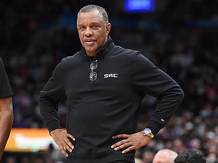 Dec 13, 2021; Toronto, Ontario, CAN; Sacramento Kings head coach Alvin Gentry watches his team play the Toronto Raptors at Scotiabank Arena. Mandatory Credit: Dan Hamilton-USA TODAY Sports