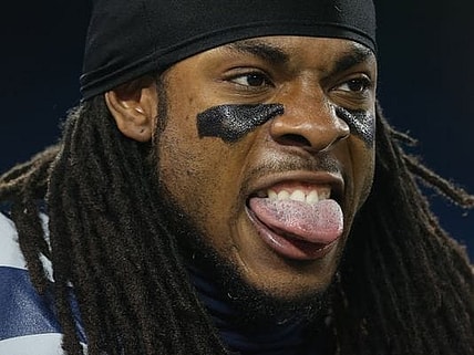 Richard Sherman of the Seattle Seahawks talking smack