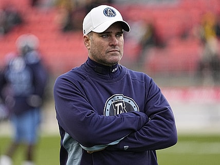 Dec 5, 2021; Toronto, Ontario, CAN; Toronto Argonauts head coach Ryan Dinwiddie during warm up of the Canadian Football League Eastern Conference Final game against the Hamilton Tiger-Cats at BMO Field. Mandatory Credit: John E. Sokolowski-USA TODAY Sports