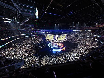 Nov 5, 2022; San Francisco, California, USA; An overall view of Chase Center during the League of Legends World Championships between DRX and T1. Mandatory Credit: Kelley L Cox-USA TODAY Sports