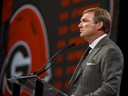 Jul 18, 2023; Nashville, TN, USA;  Georgia Bulldogs head coach Kirby Smart speaks with the media during SEC Media Days at Grand Hyatt. Mandatory Credit: Steve Roberts-USA TODAY Sports