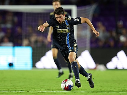 Jun 21, 2023; Orlando, Florida, USA;  Philadelphia Union midfielder Leon Flach (31) controls the ball against Orlando City SC in the second half at Exploria Stadium. Mandatory Credit: Nathan Ray Seebeck-USA TODAY Sports