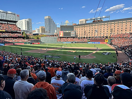 Oct 7, 2023; Baltimore, Maryland, USA; A general view during the eight inning in game one of the ALDS for the 2023 MLB playoffs between the Baltimore Orioles and the Texas Rangers at Oriole Park at Camden Yards. Mandatory Credit: Mitch Stringer-USA TODAY Sports