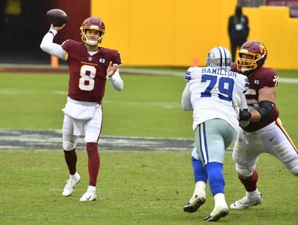 Washington Football Team QB Kyle Allen during NFL game against the Cowboys