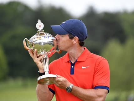 Jun 9, 2019; Hamilton, Ontario, CAN; Rory McIlroy poses with the trophy after winning the 2019 RBC Canadian Open golf tournament at Hamilton Golf & Country Club. Mandatory Credit: Eric Bolte-USA TODAY Sports