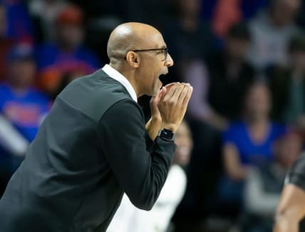 UCF Knights head coach Johnny Dawkins yells at the team during the first half of the NIT tournament Wednesday, March 15, 2023, at Exactech Arena in Gainesville, Fla. Alan Youngblood/Gainesville Sun

Gai Ufucf3takeaways 28265373