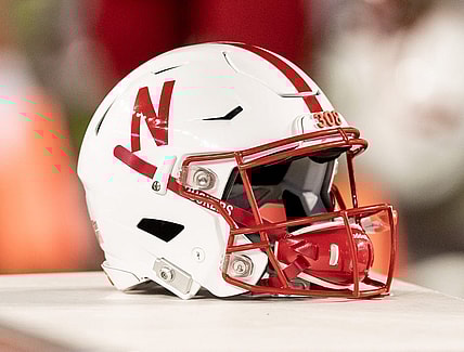 Oct 6, 2018; Madison, WI, USA; A Nebraska Cornhuskers helmet sits on the sidelines during the game against the Wisconsin Badgers at Camp Randall Stadium. Mandatory Credit: Jeff Hanisch-USA TODAY Sports