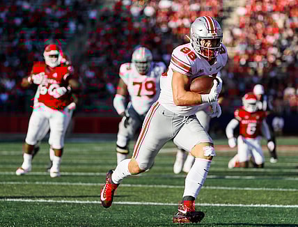 Ohio State Buckeyes tight end Jeremy Ruckert (88) runs into the end zone for a touchdown during the second quarter of a NCAA Division I football game between the Rutgers Scarlet Knights and the Ohio State Buckeyes on Saturday, Oct. 2, 2021 at SHI Stadium in Piscataway, New Jersey.

Cfb Ohio State Buckeyes At Rutgers Scarlet Knights