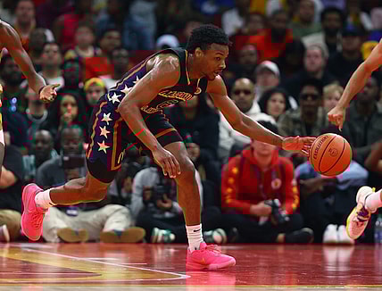 Bronny James (6) during the McDonald's All American boys high school basketball game at Toyota Center. Mandatory Credit: Mark J. Rebilas-USA TODAY Sports
