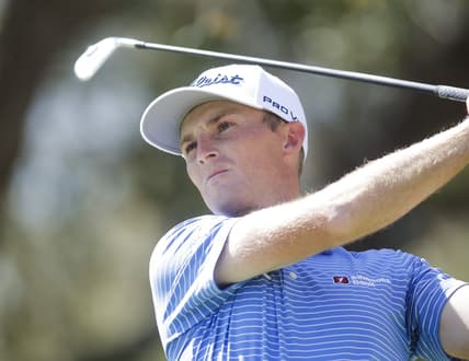 Mar 25, 2022; Austin, Texas, USA; Will Zalatoris tees off on the tenth during the third round of the World Golf Championships-Dell Technologies Match Play golf tournament. Mandatory Credit: Erich Schlegel-USA TODAY Sports