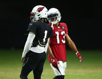 Cardinals Kyler Murray and Christian Kirk during training camp