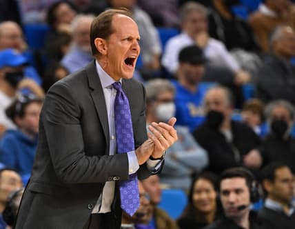 Feb 2, 2023; Los Angeles, California, USA; Washington Huskies head coach Mike Hopkins cheers on his team in the second half against the UCLA Bruins at Pauley Pavilion presented by Wescom. Mandatory Credit: Jayne Kamin-Oncea-USA TODAY Sports