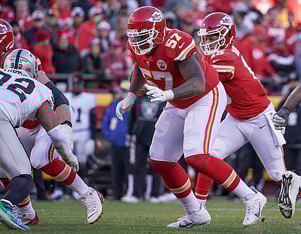 Dec 12, 2021; Kansas City, Missouri, USA; Kansas City Chiefs offensive tackle Orlando Brown (57) during the game at GEHA Field at Arrowhead Stadium. Mandatory Credit: Denny Medley-USA TODAY Sports