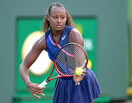 Oct 4, 2021; Indian Wells, CA, USA; Alycia Parks (USA) during her first round qualifying match against Leonnie Kung (not pictured) at the Indian Wells Tennis Garden. Mandatory Credit: Jayne Kamin-Oncea-USA TODAY Sports