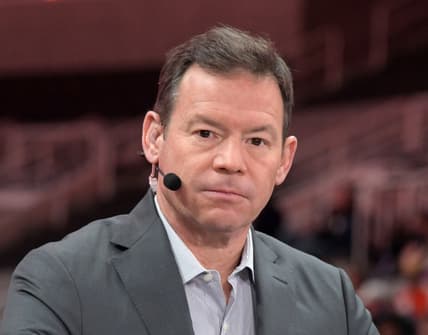Jan 5, 2019; San Jose, CA, USA;Jim Mora on the ESPN broadcast set during College Football Playoff Championship Media Day at SAP Center. Mandatory Credit: Kirby Lee-USA TODAY Sports