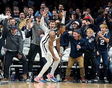 Butler Bulldogs fans elate with Butler Bulldogs center Manny Bates (15) altering throwing down a dunk Monday, Nov. 7, 2022, at Hinkle Fieldhouse in Indianapolis.

Butler 11072022 Af037