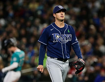 May 6, 2022; Seattle, Washington, USA;  Tampa Bay Rays starting pitcher Matt Wisler (37) walks off the field after giving up two runs to the Seattle Mariners during the first inning at T-Mobile Park. Mandatory Credit: Lindsey Wasson-USA TODAY Sports