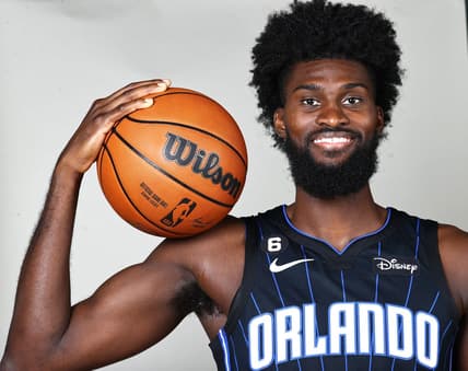 Sep 26, 2022; Orlando, FL, USA;  Orlando Magic forward Jonathan Isaac (1) poses for a photo during Media Day at AdventHealth Training Center. Mandatory Credit: Kim Klement-USA TODAY Sports