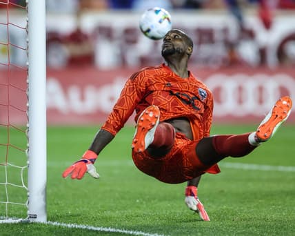 May 28, 2022; Harrison, New Jersey, USA; D.C. United goalkeeper Bill Hamid (28) looks back at a shot on goal during the second half against the New York Red Bulls at Red Bull Arena. Mandatory Credit: Vincent Carchietta-USA TODAY Sports