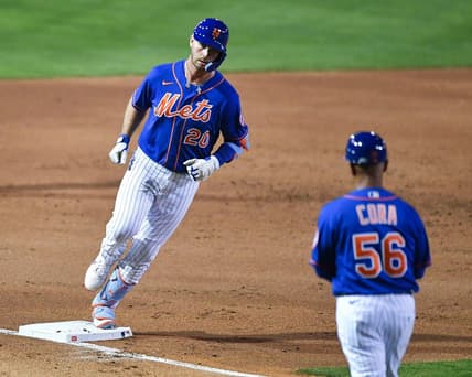 New York Mets's Pete Alonso (20) rounds third base after hitting a home run during the spring training season home opener against the Miami Marlins on Saturday, Feb. 25, 2023, in Port St. Lucie. The Mets played split squad games Saturday. The other half of the team played the Houston Astros in West Palm Beach.

Tcn Mets Opener 02